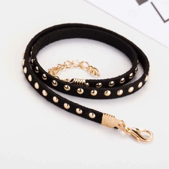 Silver leather choker Silver Studs - Picture 6 of 7